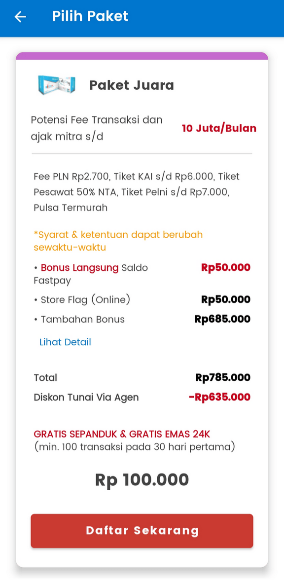 Harga Paket Juara Sebelum Menggunakan Voucher