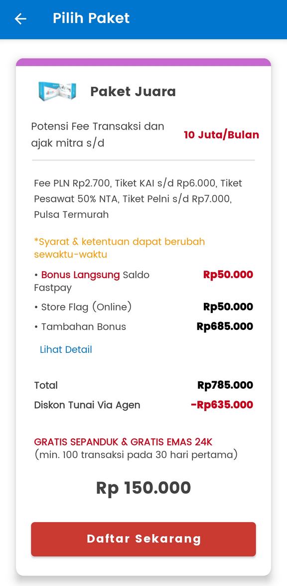 Harga Paket Juara Sebelum Menggunakan Voucher