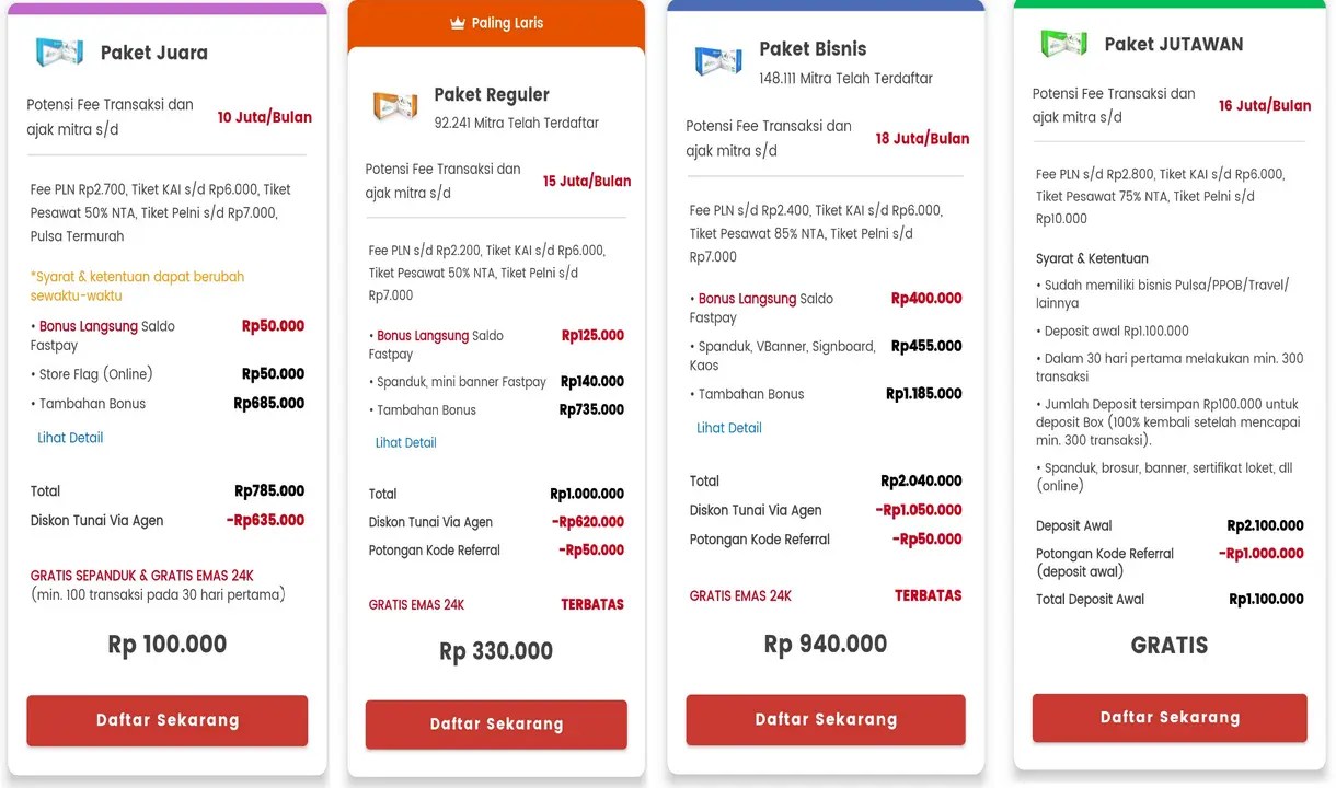 Daftar Fastpay - Daftar Paket Mitra Fastpay dan Harganya